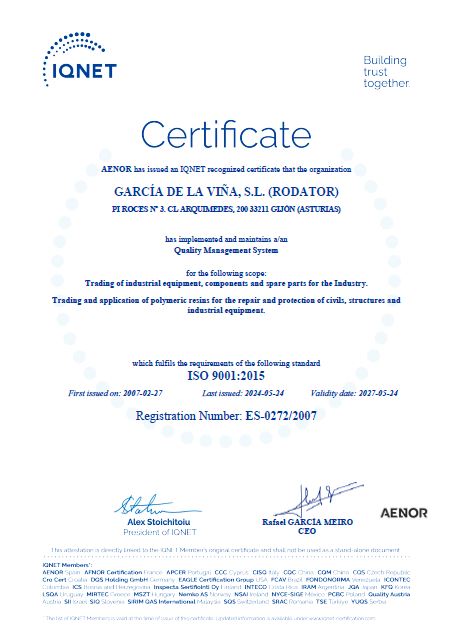 IQNET Certificate